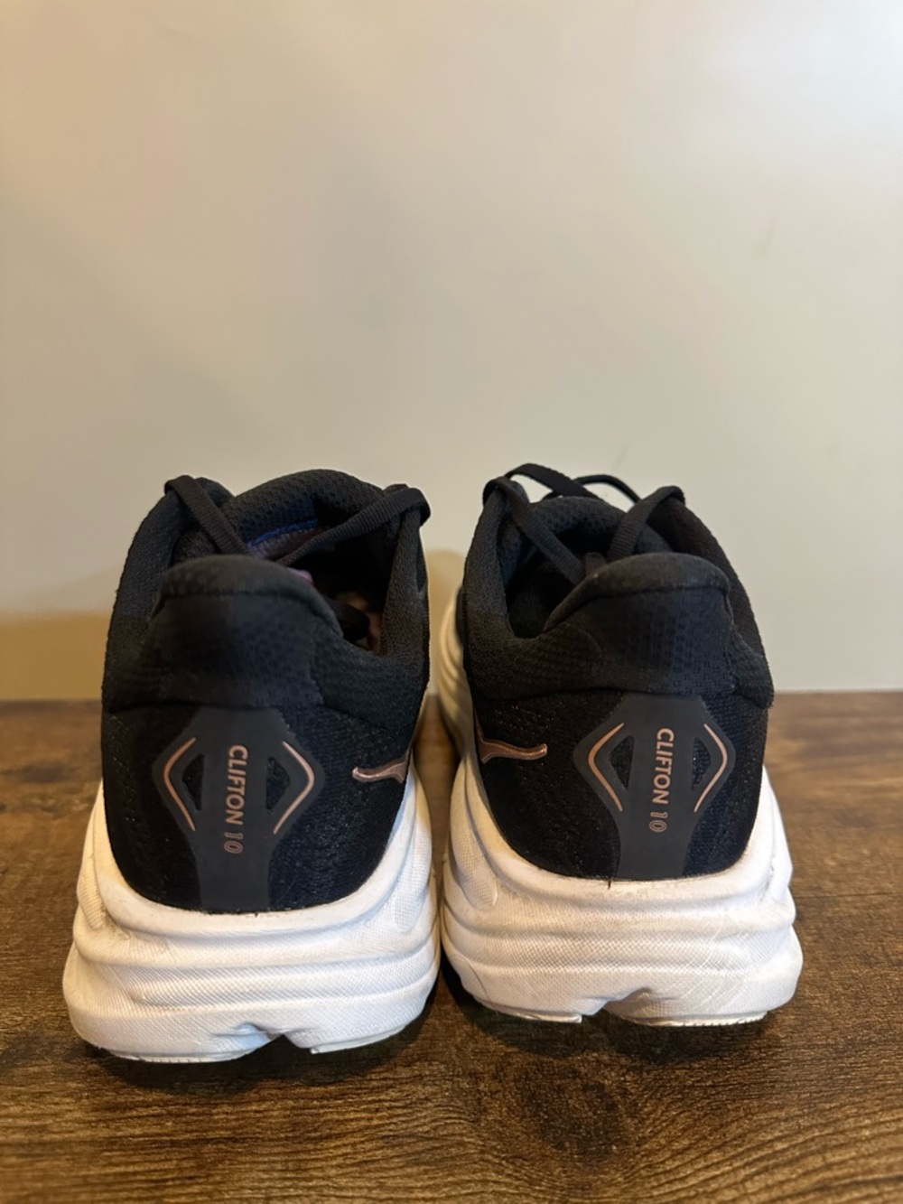 HOKA Women’s Black Running Shoes with White Clifton 10 - Picture 6 of 7